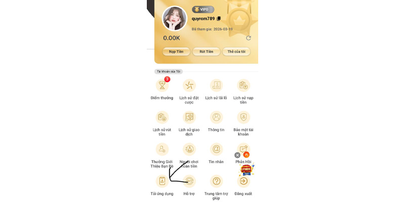 Tải APP MM88 | Cách Download Nhanh, Cá Cược Tiện Lợi 9 Vào trang cá nhân MM88 bấm vào tải app