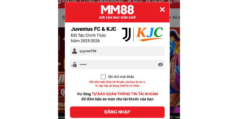 Đăng nhập vào tài khoản mm88 để nạp tiền 