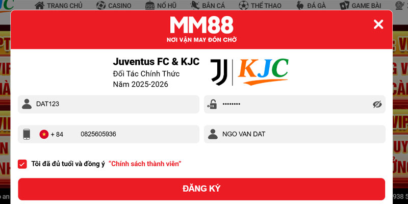 Đăng Ký MM88 - Mở Tài Khoản MM88.COM Siêu Tốc Trong 1 Phút 18 Điền đầy đủ thông tin vào form đăng ký mm88