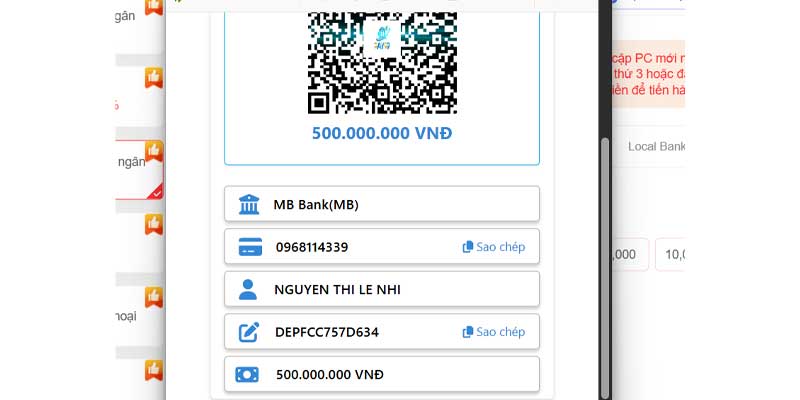 Kiểm tra kỹ thông tin chủ tài khoản trước khi quét mã