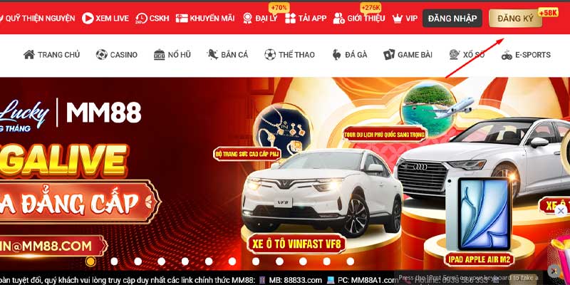 Đăng Ký MM88 - Mở Tài Khoản MM88.COM Siêu Tốc Trong 1 Phút 17 Nhấn nút đăng ký tại trang chủ MM88